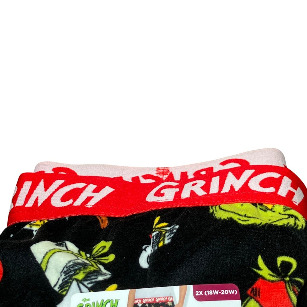 The Grinch Sleep Pants Women 2X Black New Christmas Fleece Lounge Dr Seuss - Picture 6 of 6